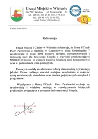 Referencje udzielone przez Urząd Miejski w Wieleniu, Burmistrz mgr Piotr Waśko. Umowy zrealizowane z dużą starannością i gwarancją jakości. Referencje udzielone przez Urząd Miejski w Wieleniu, Burmistrz mgr Piotr Waśko. Umowy zrealizowane z dużą starannością i gwarancją jakości.